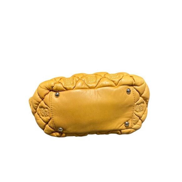CH Carolina Herrera Mustard Leather Puffer Tote Handbag - Picture 4 of 6